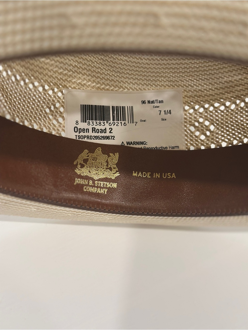 Stetson Open Road 2 Straw Hat — Size 7 1/4 — Never Worn - Picture 5 of 6